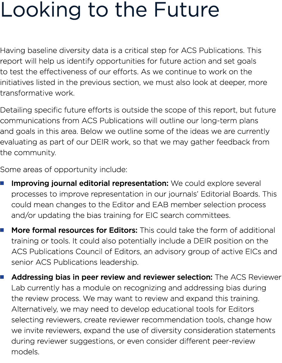 Looking to the Future Having baseline diversity data is a critical step for ACS Publications  This report will help u   