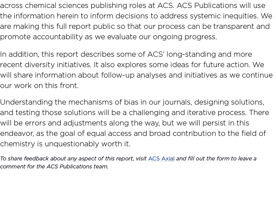 across chemical sciences publishing roles at ACS  ACS Publications will use the information herein to inform decision   