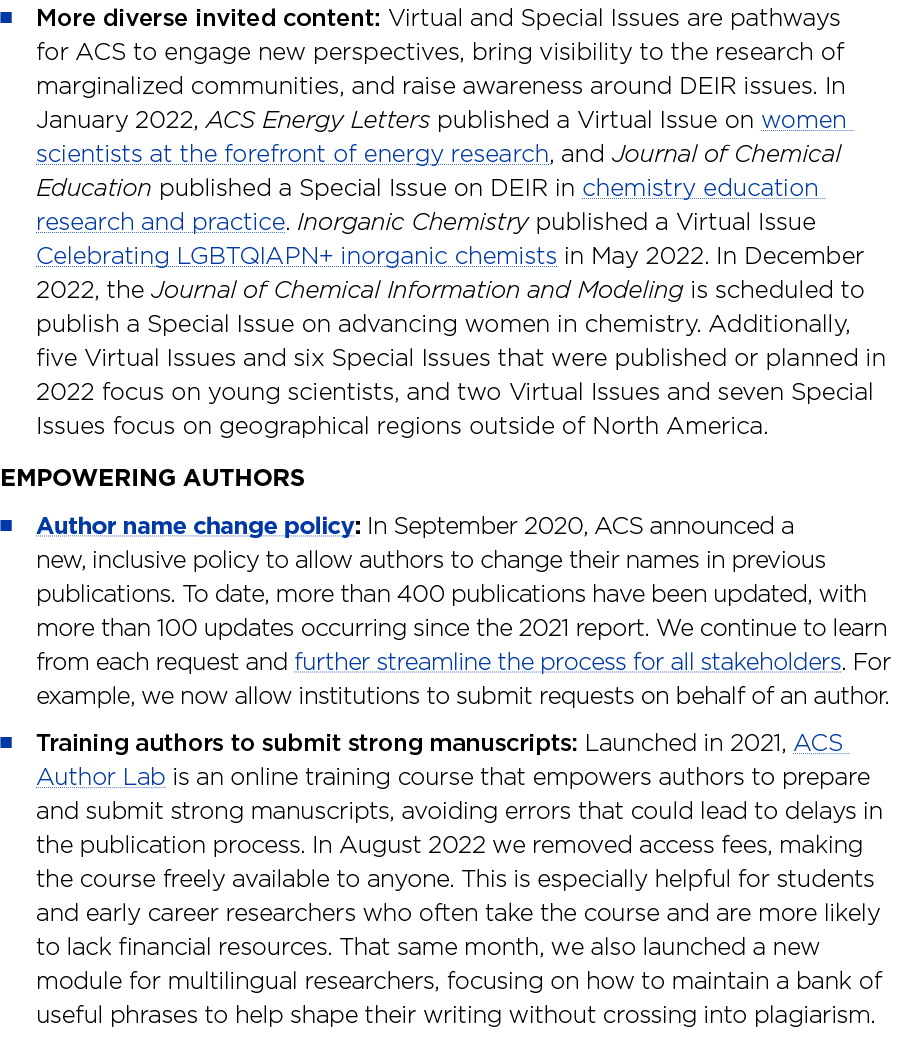   More diverse invited content: Virtual and Special Issues are pathways for ACS to engage new perspectives, bring vis   