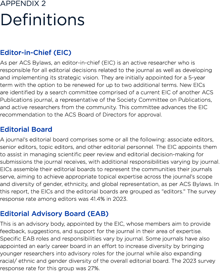 ﻿Appendix 2 Definitions Editor in Chief (EIC) As per ACS Bylaws, an editor in chief (EIC) is an active researcher who...