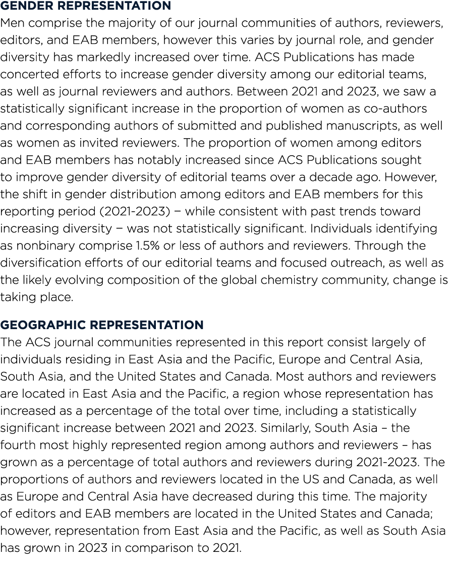 Gender Representation Men comprise the majority of our journal communities of authors, reviewers, editors, and EAB me...