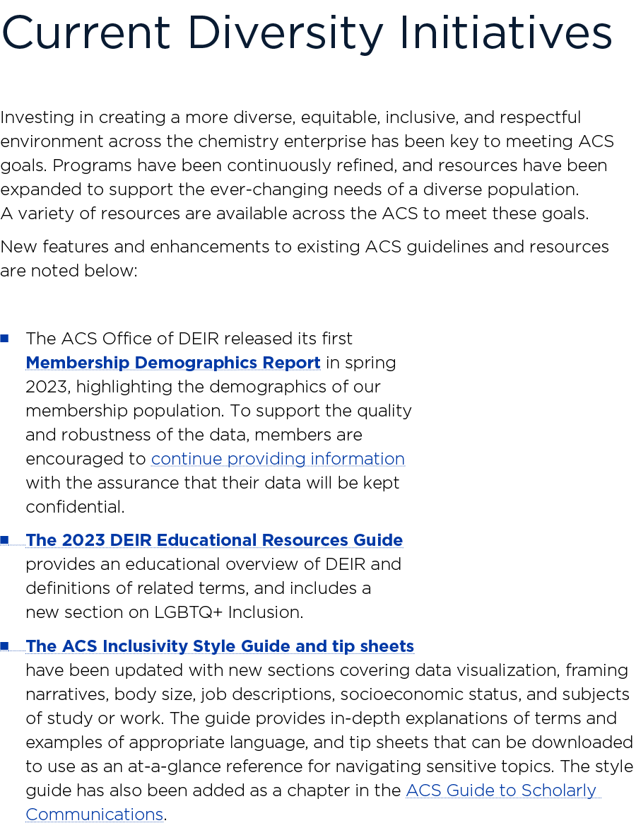 ﻿﻿Current Diversity Initiatives Investing in creating a more diverse, equitable, inclusive, and respectful environmen...
