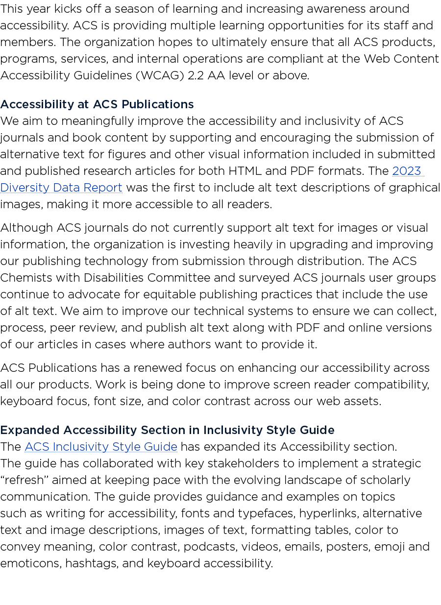 This year kicks off a season of learning and increasing awareness around accessibility. ACS is providing multiple lea...