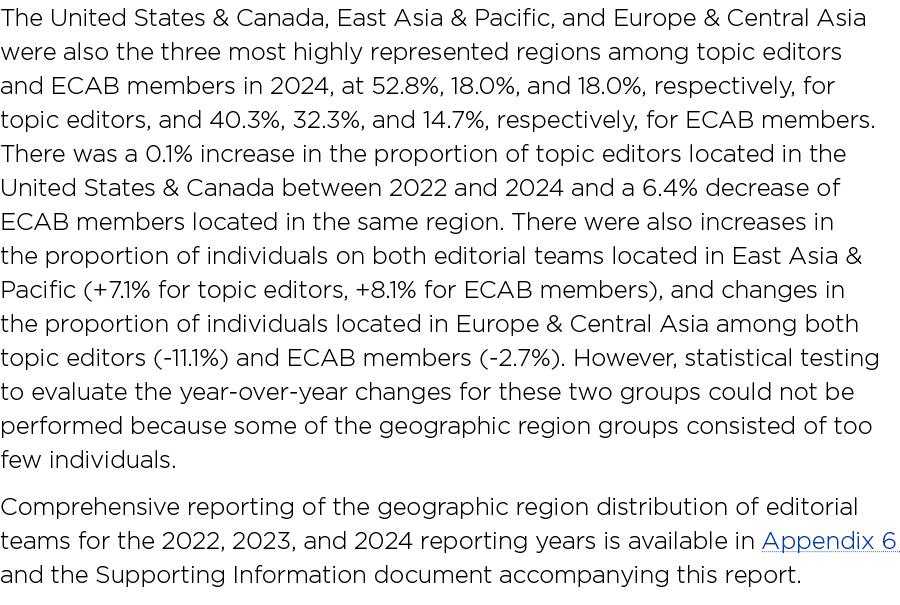 The United States & Canada, East Asia & Pacific, and Europe & Central Asia were also the three most highly represente...