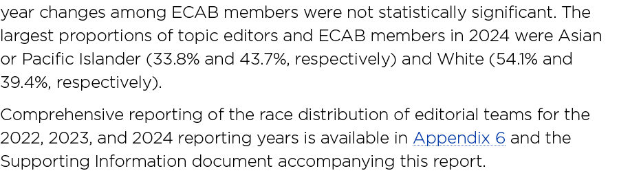 year changes among ECAB members were not statistically significant. The largest proportions of topic editors and ECAB...